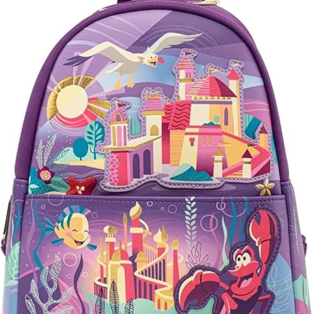 Loungefly Disney Little Mermaid Ariel Castle Mini Backpack AND wallet - Picture 3 of 9